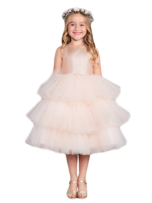 Girls Multi Color Metallic Glitter Layered Tulle  Junior Bridesmaid 2-12 - SophiasStyle.com